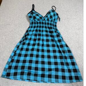 y2k She's Cool Junior Womens Size M Blue Plaid Mini Dress